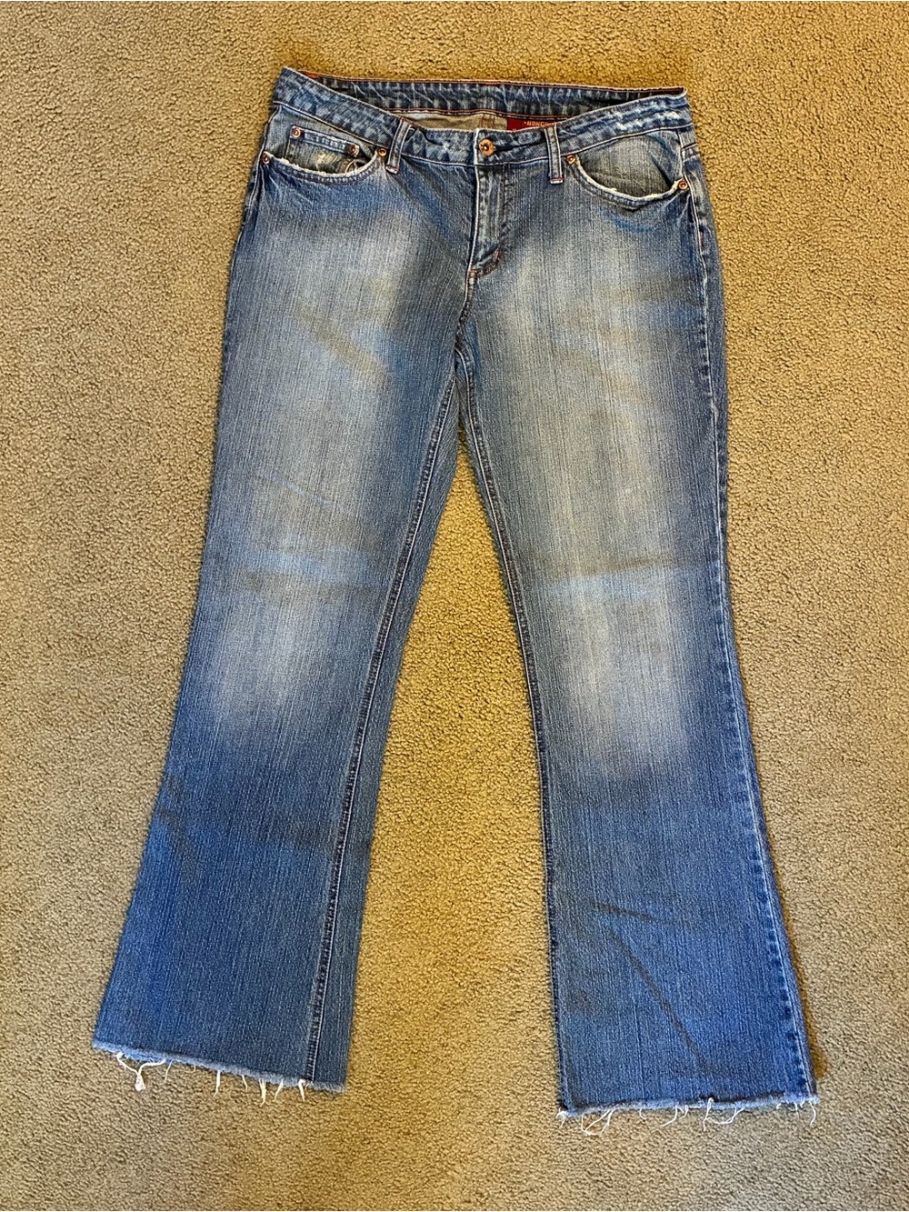 Vintage y2k Bongo flirty boot cut denim Jeans womens 13 raw hem loose 32x30